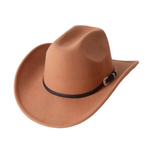 British Style Cowboy Hat Fashion Chic Unisex Solid Color Jazz Hat - Khaki