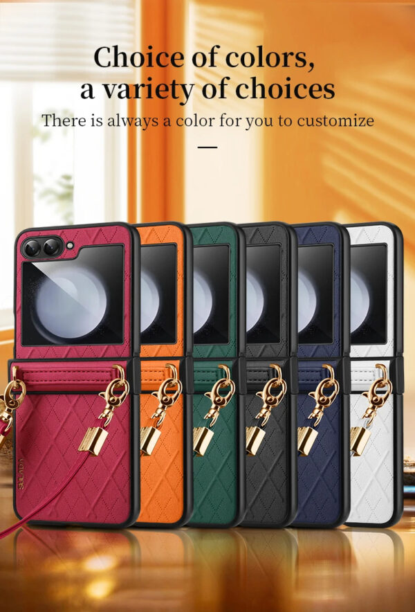 Luxury Premium SULADA Litchi Texture Leather + TPU Phone Case with Strap Case Cover For Z Flip 5/Z Flip 6 - Image 3