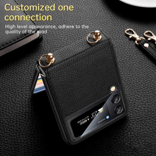 Luxury Premium SULADA Litchi Texture Leather + TPU Phone Case with Strap Case Cover For Z Flip 3/Z Flip 4 - Image 8