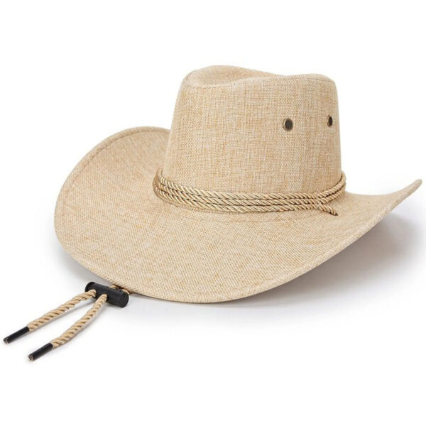 2025 New Linen Unisex Summer Sun Solid Cool Wide Brim Western Cowboy Hat - Image 27