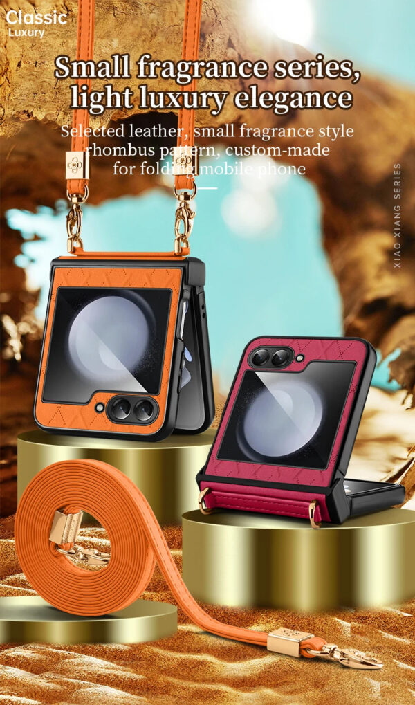 Luxury Premium SULADA Litchi Texture Leather + TPU Phone Case with Strap Case Cover For Z Flip 5/Z Flip 6 - Image 13