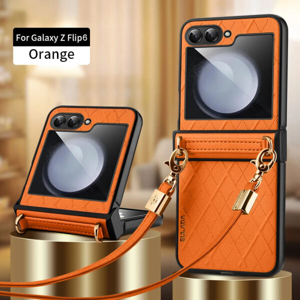 Luxury Premium SULADA Litchi Texture Leather + TPU Phone Case with Strap Case Cover For Z Flip 5/Z Flip 6 - Image 19