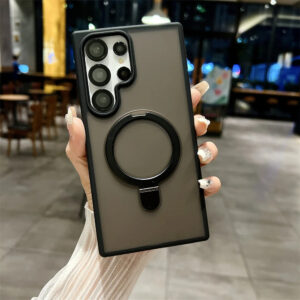 Luxury Premium Magnetic Stand Fold Bracket Ring Wireless Charge Transparent Matte Case Cover For Samsung S Series