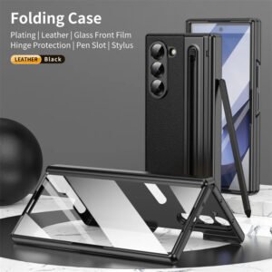 Luxury Premium Electroplated PC+PU Leather Folding Phone case Cover for Samsung Galaxy Z FOLD 5/Z FOLD 6