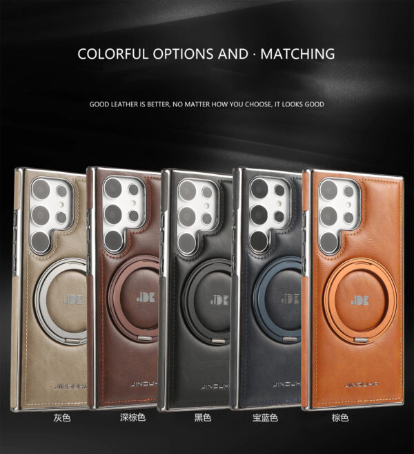 Luxury Premium Kickstand Magnetic Leather Phone Case For Samsung Galaxy S24 Ultra/S25 Ultra