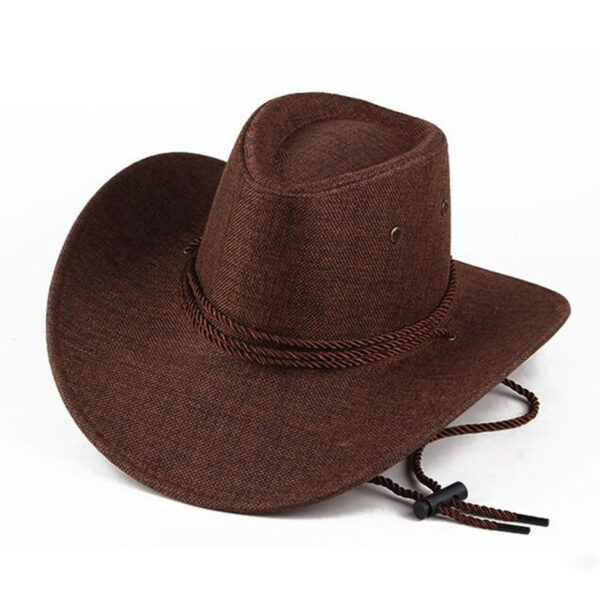 2025 New Linen Unisex Summer Sun Solid Cool Wide Brim Western Cowboy Hat - Image 30