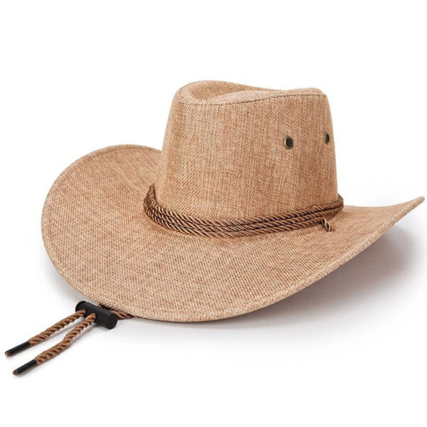 2025 New Linen Unisex Summer Sun Solid Cool Wide Brim Western Cowboy Hat - Image 36
