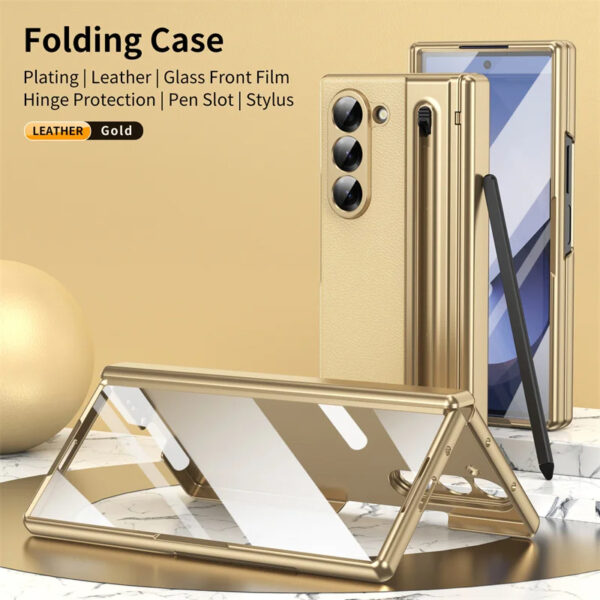 Luxury Premium Electroplated PC+PU Leather Folding Phone case Cover for Samsung Galaxy Z FOLD 5/Z FOLD 6 - Image 39