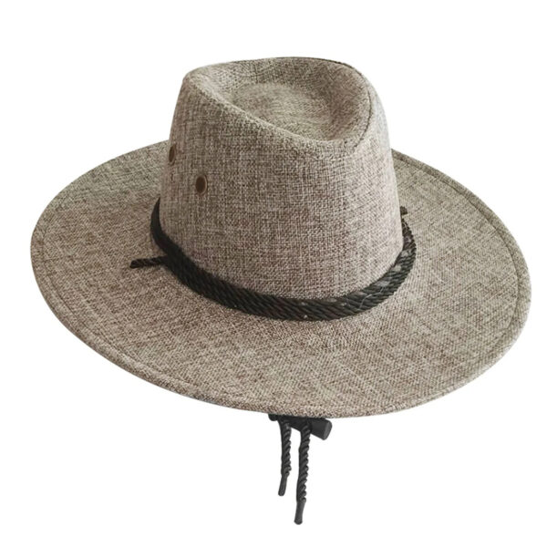 2025 New Linen Unisex Summer Sun Solid Cool Wide Brim Western Cowboy Hat - Image 31