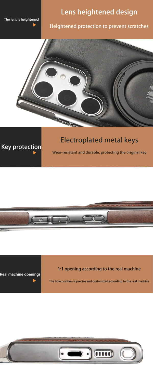 Luxury Premium Kickstand Magnetic Leather Phone Case For Samsung Galaxy S24 Ultra/S25 Ultra - Image 16