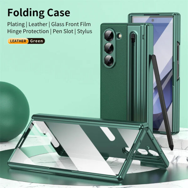 Luxury Premium Electroplated PC+PU Leather Folding Phone case Cover for Samsung Galaxy Z FOLD 5/Z FOLD 6 - Image 40