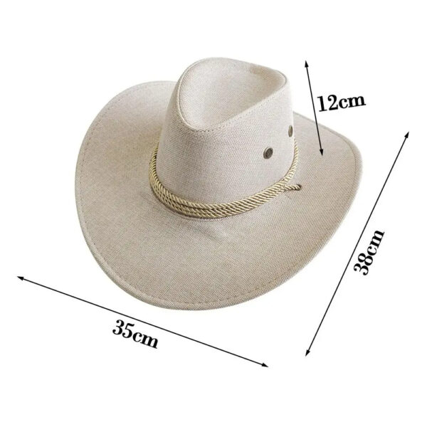 2025 New Linen Unisex Summer Sun Solid Cool Wide Brim Western Cowboy Hat - Image 18