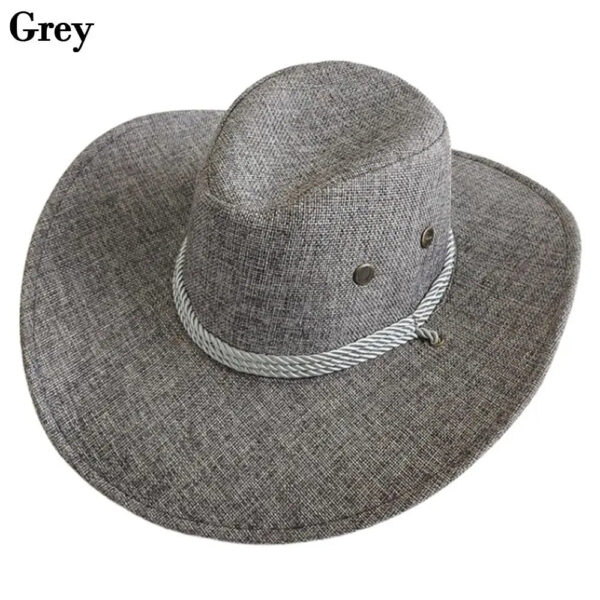 2025 New Linen Unisex Summer Sun Solid Cool Wide Brim Western Cowboy Hat - Image 24