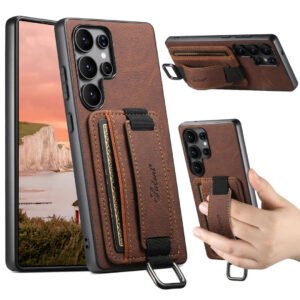 Luxury Premium Wrist Strap Protective PU Leather Card Slot case Cover For Samsung Galaxy S22 Ultra/S24 Ultra/S25 Ultra