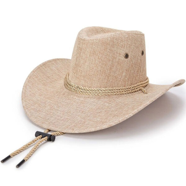 2025 New Linen Unisex Summer Sun Solid Cool Wide Brim Western Cowboy Hat - Image 32