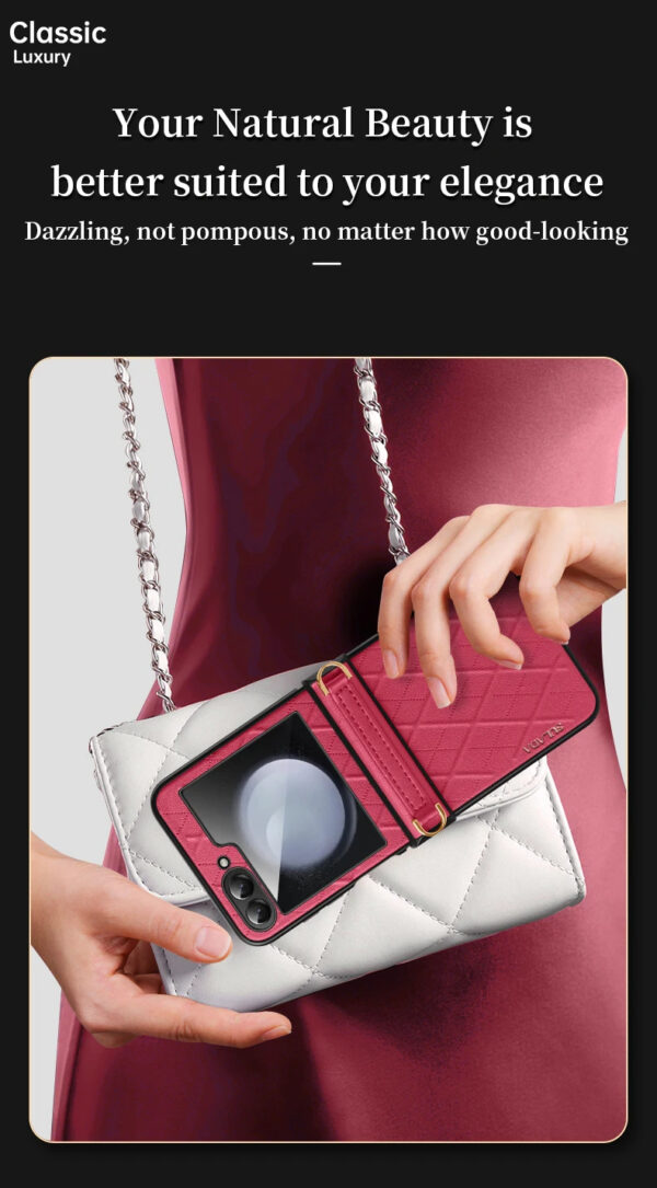 Luxury Premium SULADA Litchi Texture Leather + TPU Phone Case with Strap Case Cover For Z Flip 5/Z Flip 6 - Image 16