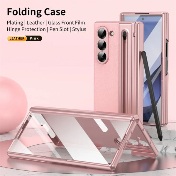 Luxury Premium Electroplated PC+PU Leather Folding Phone case Cover for Samsung Galaxy Z FOLD 5/Z FOLD 6 - Image 41