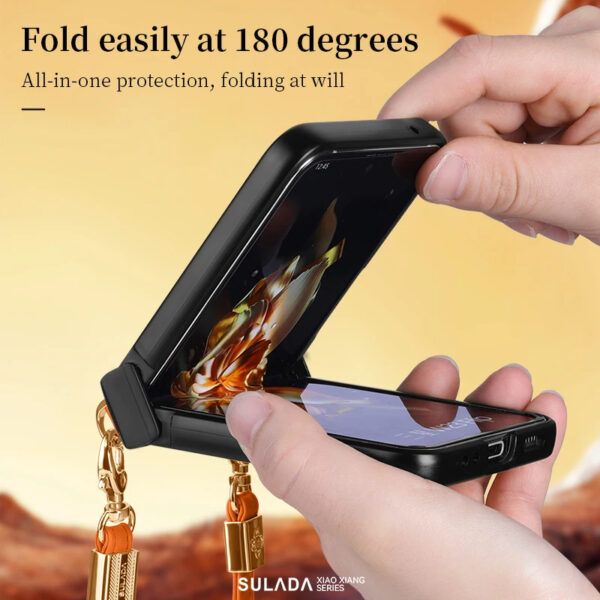 Luxury Premium SULADA Litchi Texture Leather + TPU Phone Case with Strap Case Cover For Z Flip 5/Z Flip 6 - Image 24