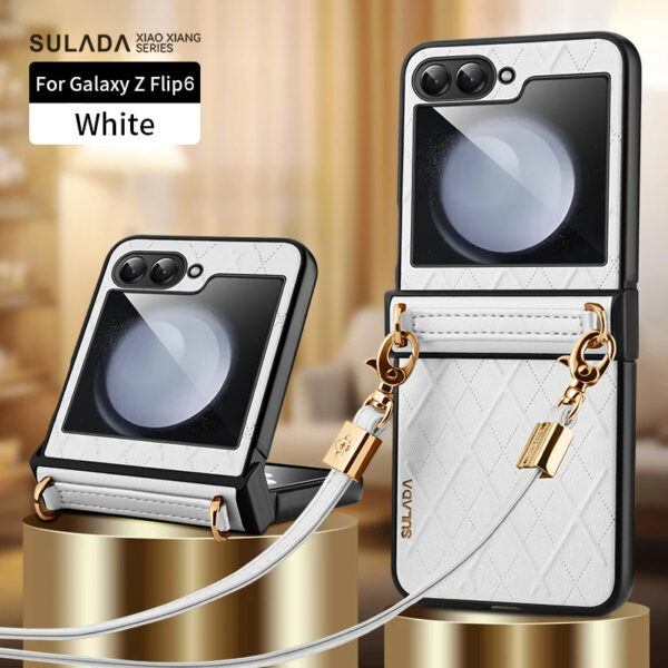 Luxury Premium SULADA Litchi Texture Leather + TPU Phone Case with Strap Case Cover For Z Flip 5/Z Flip 6 - Image 30