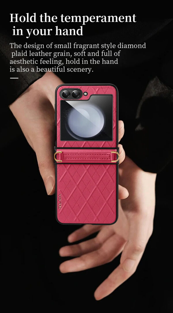 Luxury Premium SULADA Litchi Texture Leather + TPU Phone Case with Strap Case Cover For Z Flip 5/Z Flip 6 - Image 18