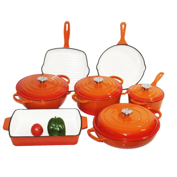 Luxury Premium Modern Design Enamel Cast Iron Cookware High Quality Metal Pans Casserole Set - Image 35