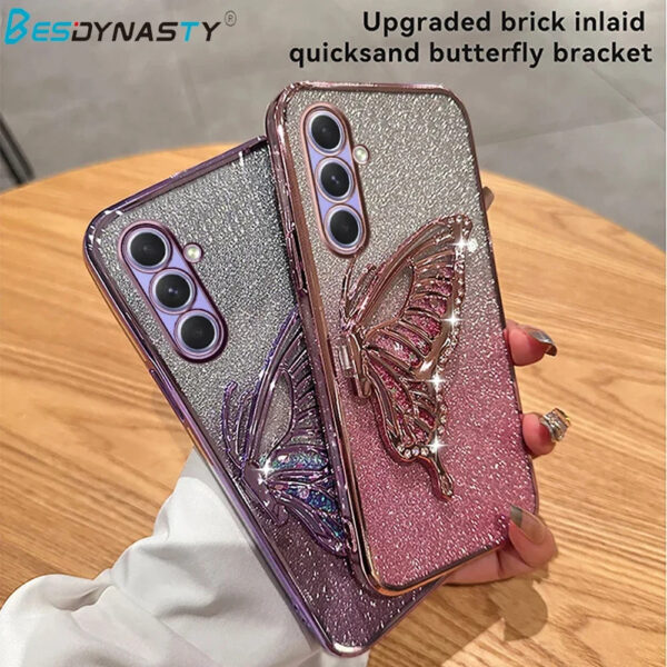 Luxury Premium Gradient Glitter Butterfly Quicksand and 3D Glass Protector for Samsung Galaxy A Series - Image 19
