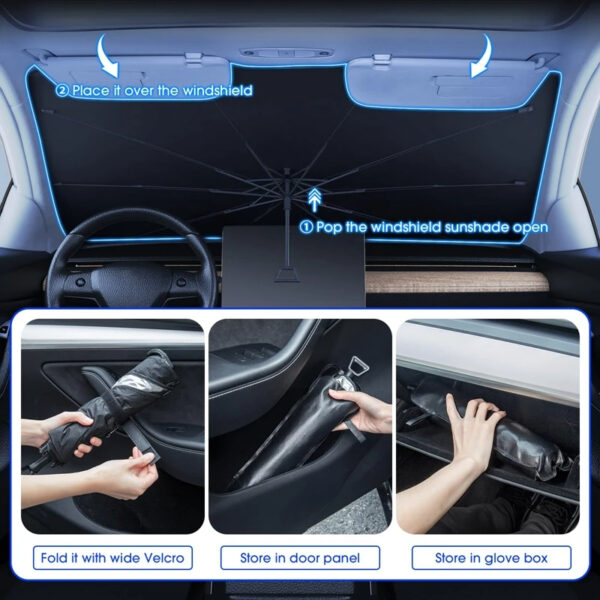 Luxury Premium Uv Protection Folding High Shading Windshield High Shading Silver Sunshade - Image 24