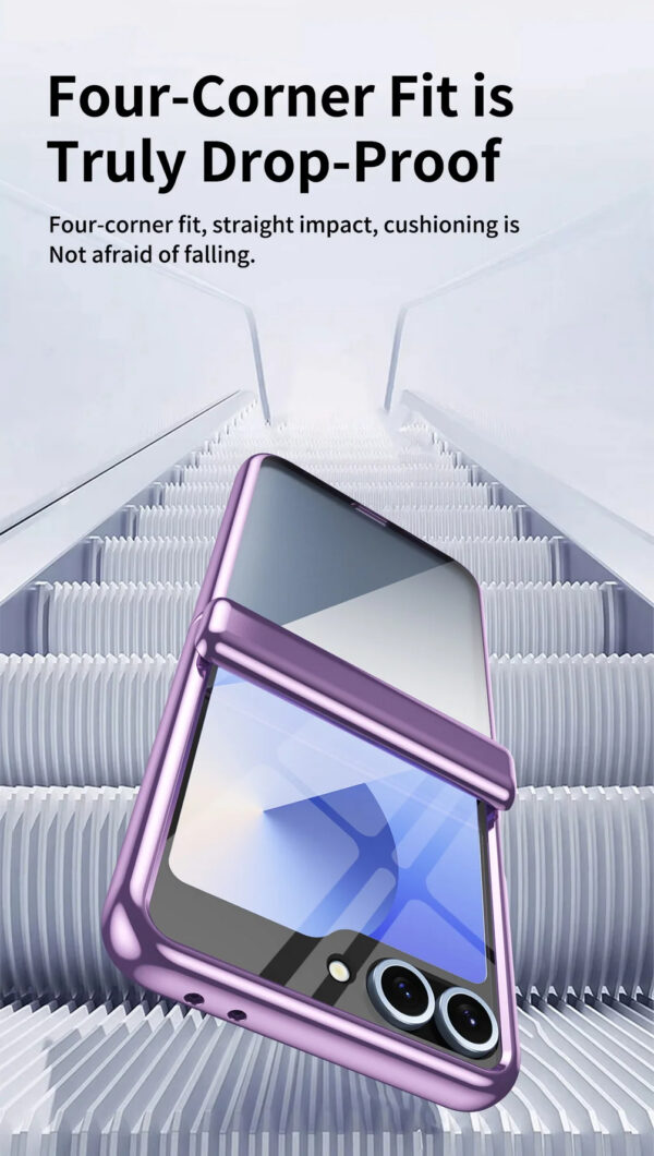 Luxury Premium Transparent With Tempered Glass Protective Film Case For Samsung Z Flip 5/Z Flip 6 - Image 7
