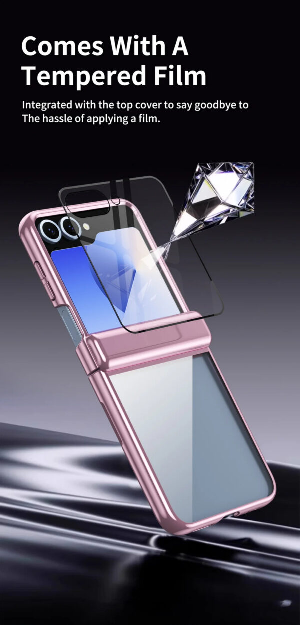 Luxury Premium Transparent With Tempered Glass Protective Film Case For Samsung Z Flip 5/Z Flip 6 - Image 8