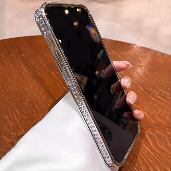 Luxury Premium Plating Flash Mirror Holder Stand Diamond Frame Case Cover For iPhone Series - Image 28