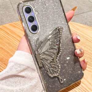 Luxury Premium Gradient Glitter Butterfly Quicksand and 3D Glass Protector for Samsung Galaxy A Series
