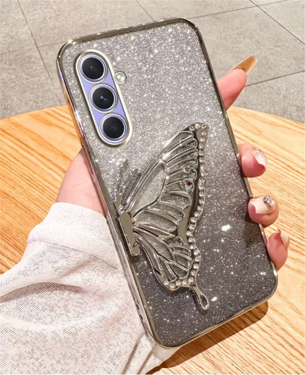 Luxury Premium Gradient Glitter Butterfly Quicksand and 3D Glass Protector for Samsung Galaxy A Series - Image 12