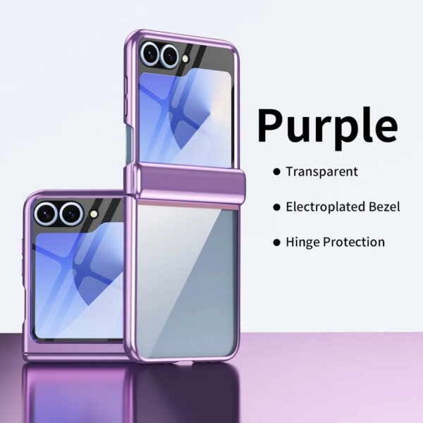 Luxury Premium Transparent With Tempered Glass Protective Film Case For Samsung Z Flip 5/Z Flip 6 - Image 10