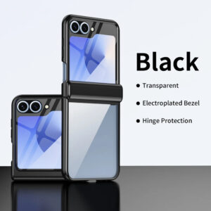 Luxury Premium Transparent With Tempered Glass Protective Film Case For Samsung Z Flip 5/Z Flip 6