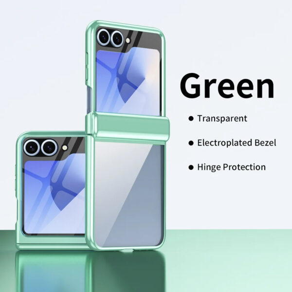 Luxury Premium Transparent With Tempered Glass Protective Film Case For Samsung Z Flip 5/Z Flip 6 - Image 12