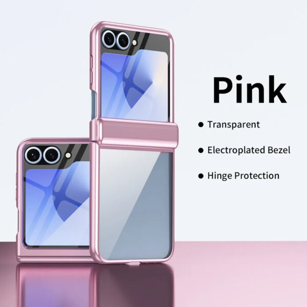 Luxury Premium Transparent With Tempered Glass Protective Film Case For Samsung Z Flip 5/Z Flip 6 - Image 13