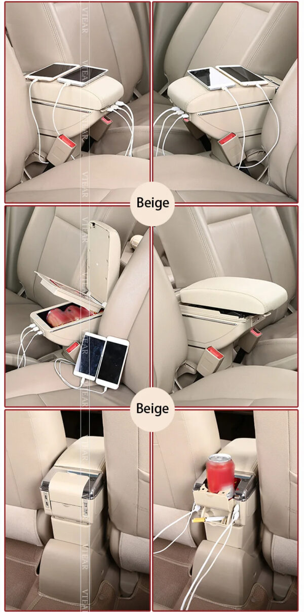 Luxury Premium Microfibre Leather Universal Armrest Centre Console Storage Box - Image 7