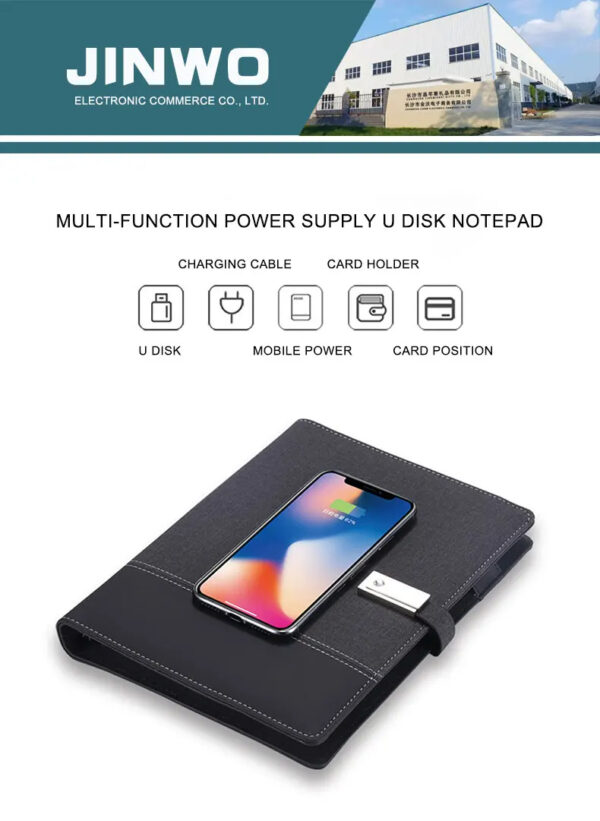 Luxury Premium Business 100 Sheets Notebook With USB Multifunctional 8000mA Wireless Charger - Image 8