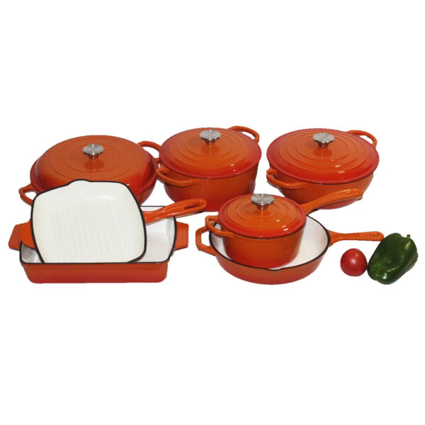 Luxury Premium Modern Design Enamel Cast Iron Cookware High Quality Metal Pans Casserole Set - Image 36