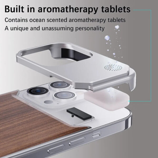 Luxury Premium Metal Frameless Magnetic Aluminum Alloy Wooden Magsafe Wiresss Shockproof Case  Cover For iPhone Series - Image 2