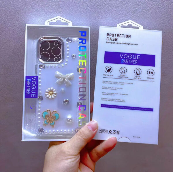 Luxury Premium Rhinestone Cream Glitter Silicone Phone Case for Case Cover For iPhone Series - Image 3