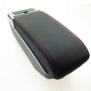 Luxury Premium Microfibre Leather Universal Armrest Centre Console Storage Box - Black