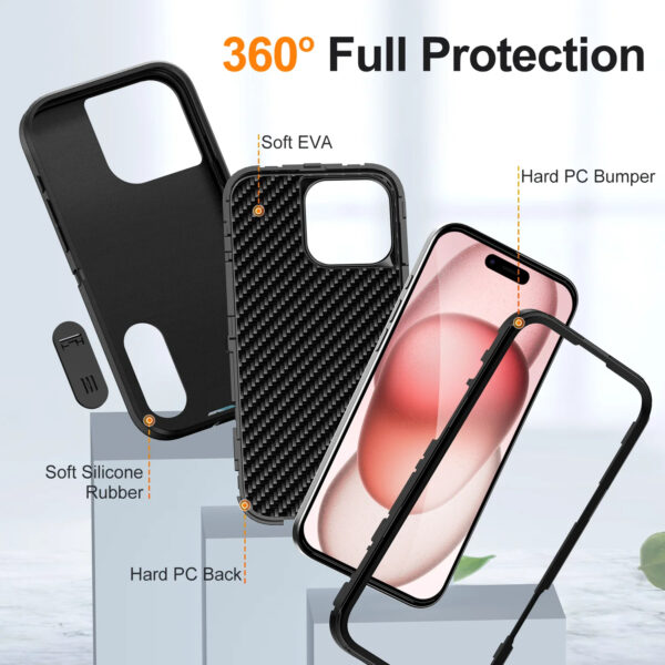 Luxury Premium Heavy Duty Shockproof 3-in-1 PC+TPU Bumper Phone Case For iPhone Series - Image 3
