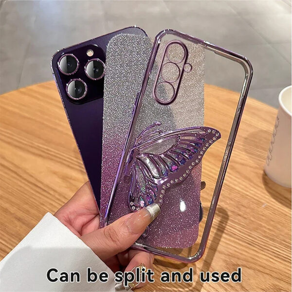 Luxury Premium Gradient Glitter Butterfly Quicksand and 3D Glass Protector for Samsung Galaxy A Series - Image 20