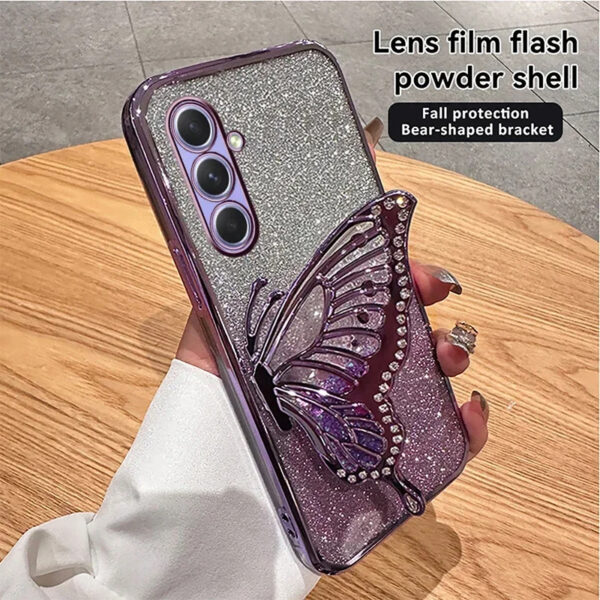 Luxury Premium Gradient Glitter Butterfly Quicksand and 3D Glass Protector for Samsung Galaxy A Series - Image 26