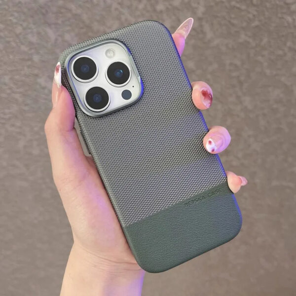 Luxury Premium Business Hit Color Relief Leather Wireless Charging Case Cover For iPhone Series - Image 29