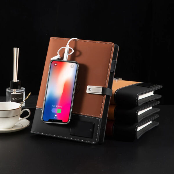 Luxury Premium Business 100 Sheets Notebook With USB Multifunctional 8000mA Wireless Charger - Image 4