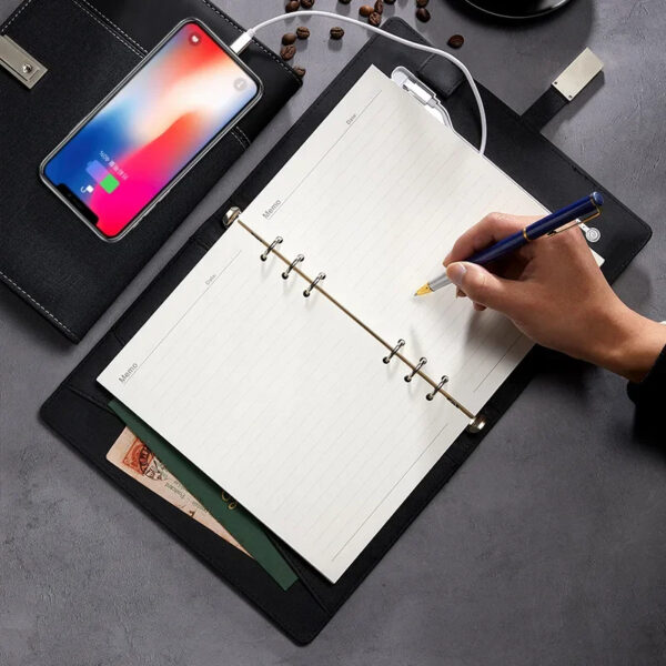 Luxury Premium Business 100 Sheets Notebook With USB Multifunctional 8000mA Wireless Charger - Image 15