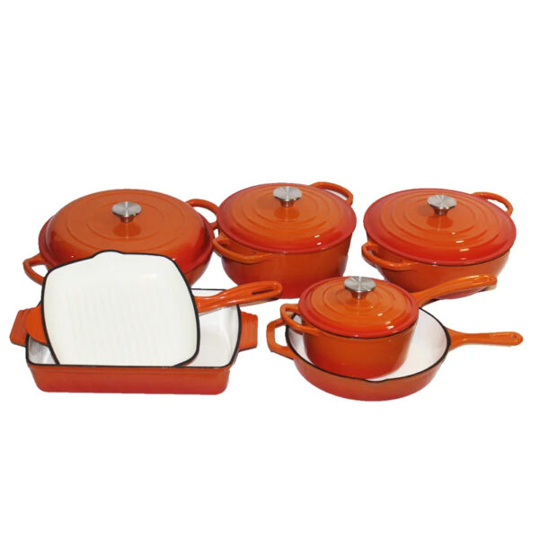 Luxury Premium Modern Design Enamel Cast Iron Cookware High Quality Metal Pans Casserole Set - Image 37