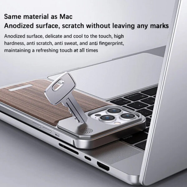 Luxury Premium Metal Frameless Magnetic Aluminum Alloy Wooden Magsafe Wiresss Shockproof Case  Cover For iPhone Series - Image 3